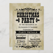 Rustikale Vintage Land-WeihnachtsParty Einladung (Vorne/Hinten)
