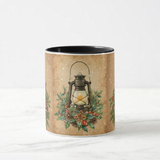 Rustikale Vintage-Laterne Stechpalme Kiefer gemütl Tasse