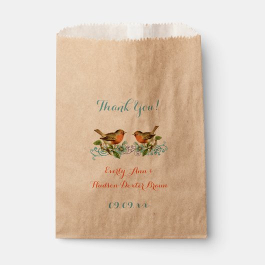 Rustikale Vintage Liebe Vögel Kunst Geschenktütchen (Vorderseite)