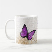 Rustikale Vintage Lila Goldschmetterling Kaffeetasse (Links)