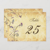 rustikale Vintage lila Tischnummern (Vorne/Hinten)