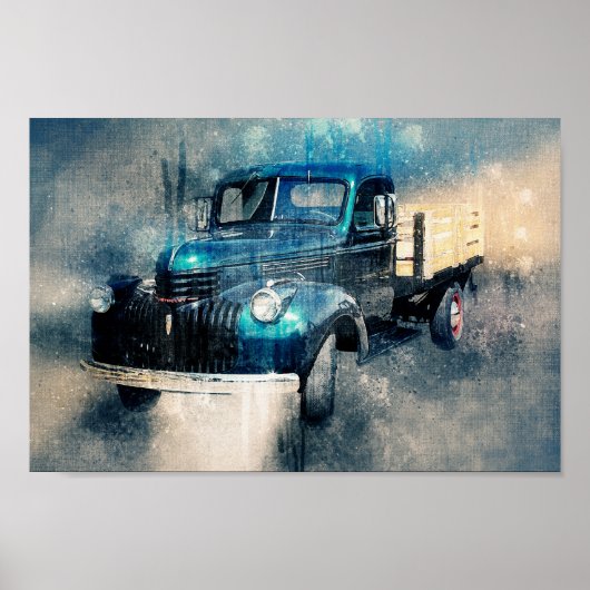 Rustikale Vintage LKW-Dekoupage drucken Poster (Vorne)