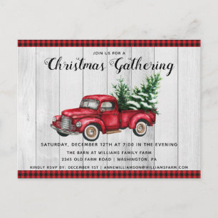 Rustikale Vintage-LKW-Weihnachtsfeier-Einladung Postkarte