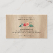 Rustikale Vintage Moderne Blumenmotif Tan Woodgrai Visitenkarte (Rückseite)