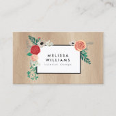 Rustikale Vintage Moderne Blumenmotif Tan Woodgrai Visitenkarte (Vorderseite)
