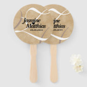 Rustikale, Vintage Mongram Burlap Wedding Fächer (Vorne und Hinten)