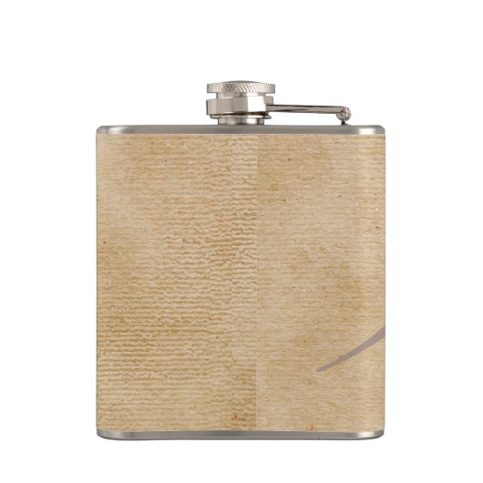 Rustikale, Vintage Mongram Burlap Wedding Flachmann (Rückseite)