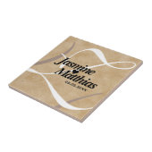 Rustikale, Vintage Mongram Burlap Wedding Fliese (Seite)