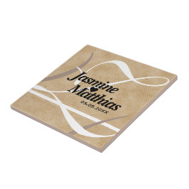 Rustikale, Vintage Mongram Burlap Wedding Fliese