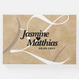 Rustikale, Vintage Mongram Burlap Wedding Gästebuch