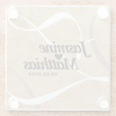 Rustikale, Vintage Mongram Burlap Wedding Glasuntersetzer (Rückseite)