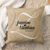 Rustikale, Vintage Mongram Burlap Wedding Kissen (Decke)