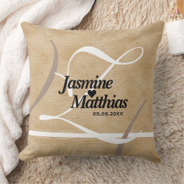 Rustikale, Vintage Mongram Burlap Wedding Kissen
