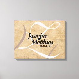 Rustikale, Vintage Mongram Burlap Wedding Leinwanddruck