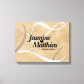 Rustikale, Vintage Mongram Burlap Wedding Leinwanddruck (Vorderseite)