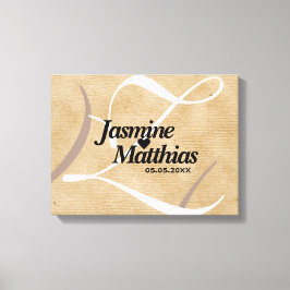 Rustikale, Vintage Mongram Burlap Wedding Leinwanddruck