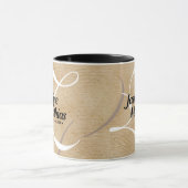 Rustikale, Vintage Mongram Burlap Wedding Tasse (Zentrum)