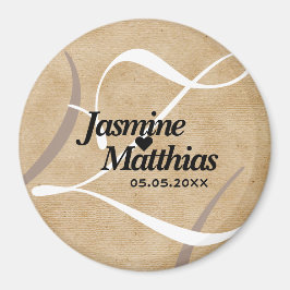 Rustikale Vintage Monogramm Save the Date Hochzeit Magnet