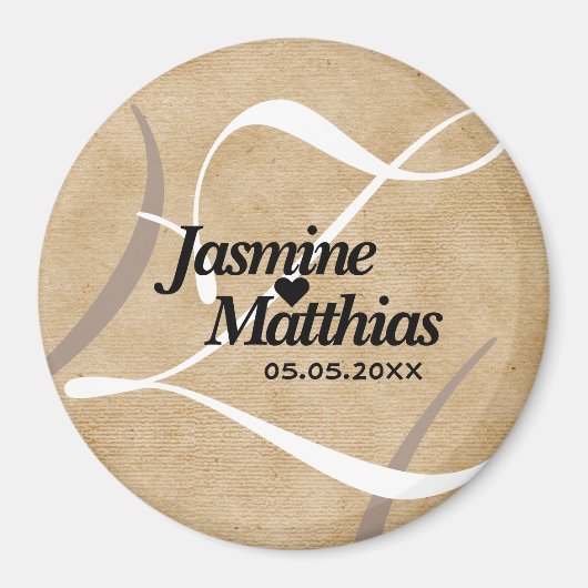 Rustikale Vintage Monogramm Save the Date Hochzeit Magnet (Vorne)