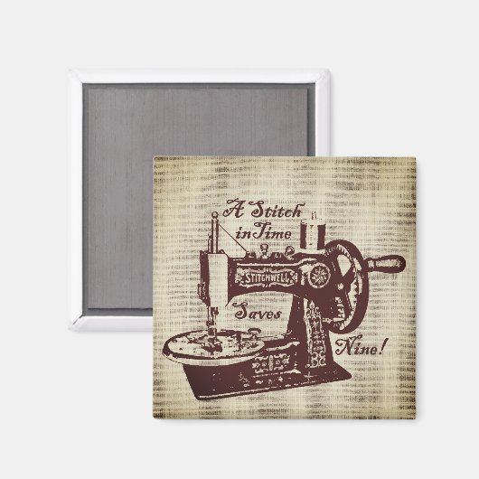 Rustikale Vintage Nähmaschine Magnet (Vorderseite/Rückseite)