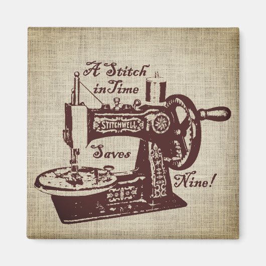 Rustikale Vintage Nähmaschine Magnet (Vorne)