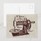 Rustikale Vintage Nähmaschine Postkarte (Vorne/Hinten)
