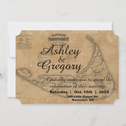 Rustikale Vintage Nantucket Einladung (Rückseite)