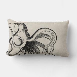 Rustikale Vintage Octopus-Illustration Lendenkissen