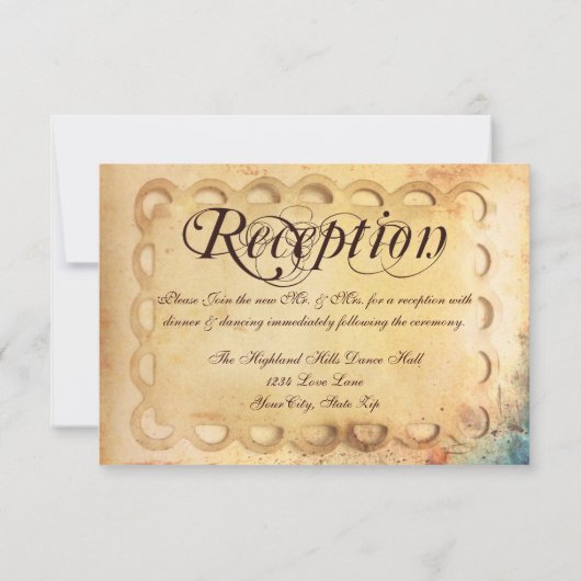 Rustikale Vintage Papier-Hochzeitskarten Einladung (Rückseite)