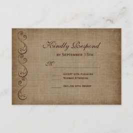 Rustikale Vintage Papier-Hochzeitskarten RSVP Karte