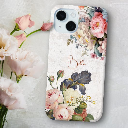Rustikale Vintage Personalisierte Rose & Iris Case-Mate iPhone Hülle