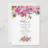 Rustikale Vintage Pink Peonies Wasserfarbenhochzei Einladung (Vorderseite)