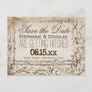 Rustikale Vintage-Rahmen Save-the-Date-Postkarten Ankündigungspostkarte