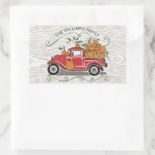 Rustikale Vintage Red Truck Pumpkins Rechteckiger Aufkleber (Tasche)