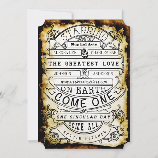 Rustikale Vintage Renaissance-Mittelaltertitelhoch Einladung (Rückseite)