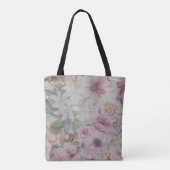 Rustikale Vintage-Rosa-Blumenmuster-Monogramm Tasche (Rückseite)