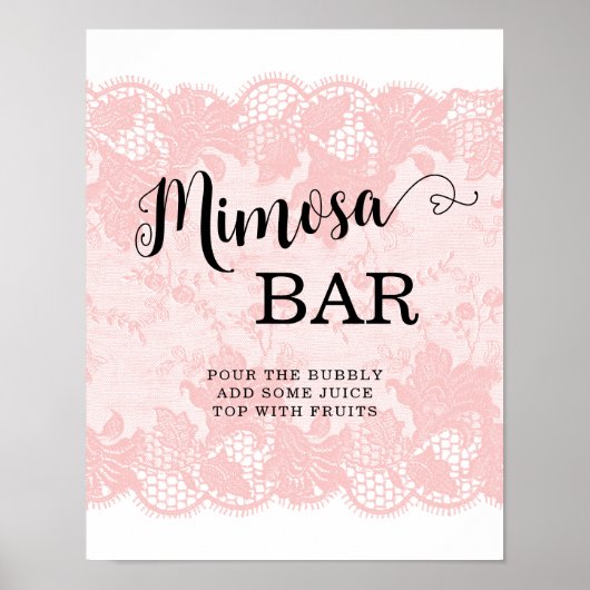 Rustikale Vintage-Rosa-Spitze-Brautjungfer-Party Poster (Vorne)
