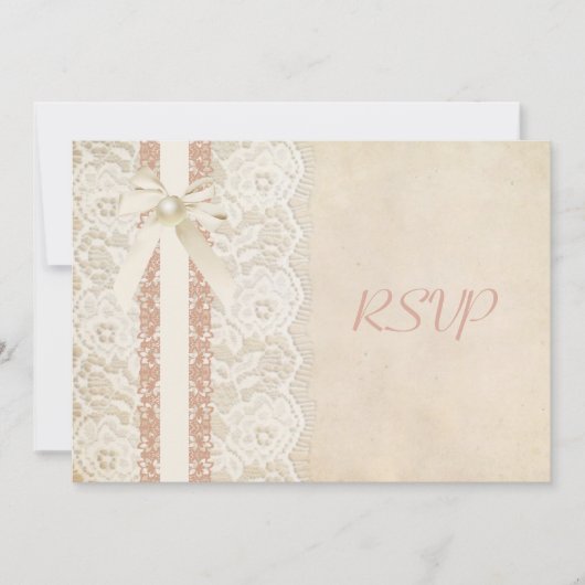 Rustikale Vintage Rose und Hochzeit RSVP Einladung (Vorderseite)