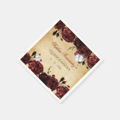 Rustikale Vintage rote Blumenschmetterlinge Serviette (Ecke)