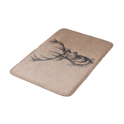 Rustikale Vintage Rotwild-Geweihe Badematte (Schrägansicht)