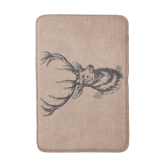 Rustikale Vintage Rotwild-Geweihe Badematte (Vorderseite Vertikal)