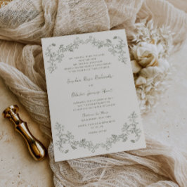 Rustikale Vintage Sage Blumenstrasse Kunstversamml Einladung