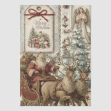 Rustikale Vintage-Santa-Claus-Collage-Decoupage