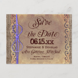 Rustikale Vintage Save the Date Postkarten Lila