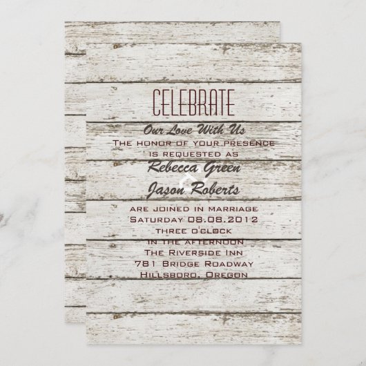 rustikale Vintage Scheunenholzhütte Einladung zur (Vorne/Hinten)