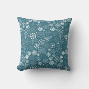 Rustikale - Vintage Schneeflocken in Blau und Weiß Kissen