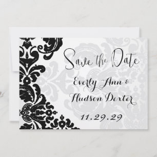 Rustikale Vintage Schwarzdamasenhochzeit Save the  Einladung
