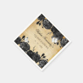 Rustikale Vintage-Schwarze Blumenschmetterlinge Serviette (Ecke)