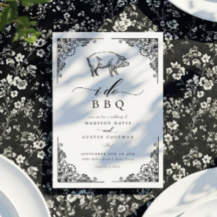 Rustikale Vintage-Schweine-Hochzeit mit BBQ Einladung
