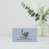 Rustikale Vintage Sketch Farm Hen Blue Gray Visitenkarte (Stehend Vorderseite)